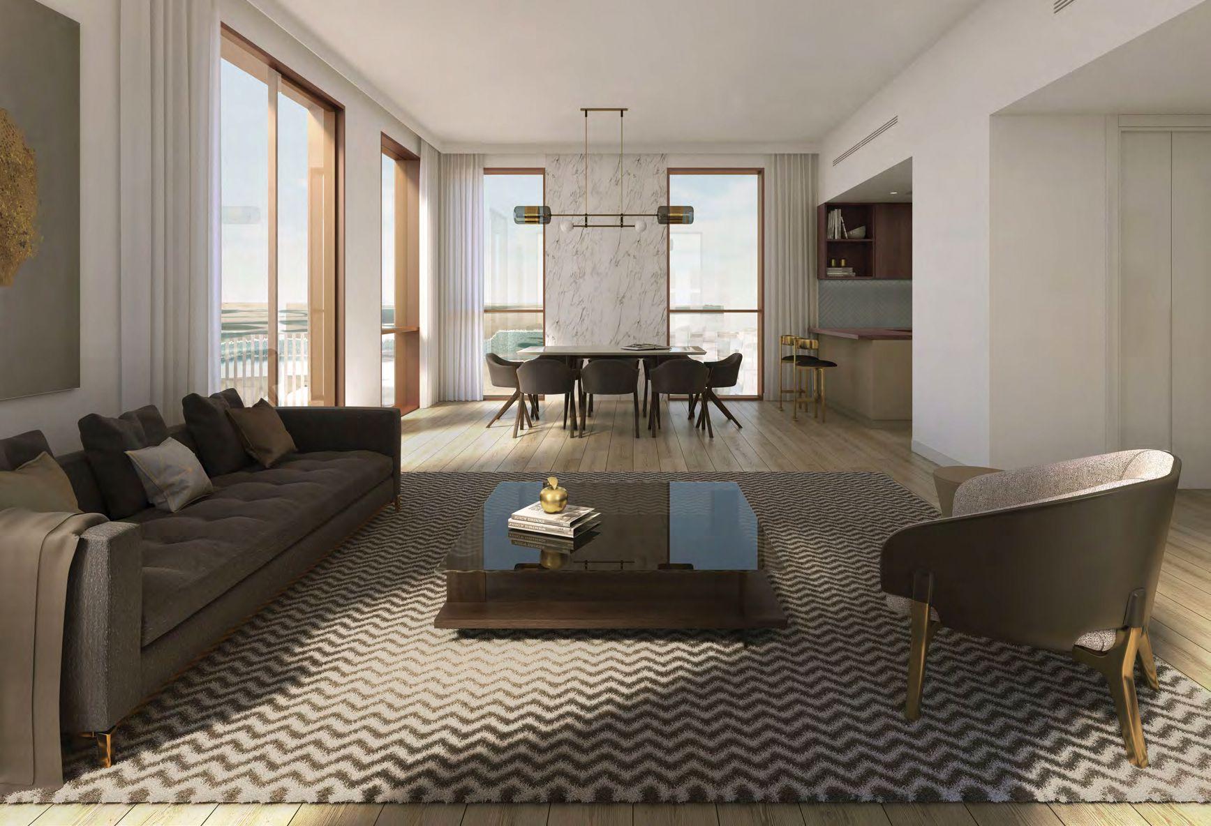 Reflection Tower apartment balcony with views of mangroves, parks, and Reem skyline, Abu Dhabi